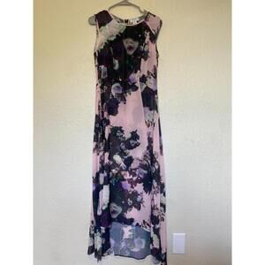 Carmen Marc Valvo Floral Hi-Low Hem Midi Dress Size 8